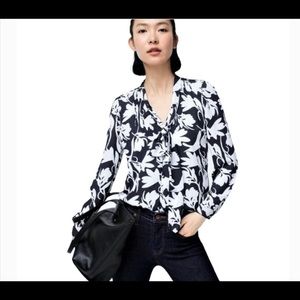 J. Crew Floral Tie Neck Blouse